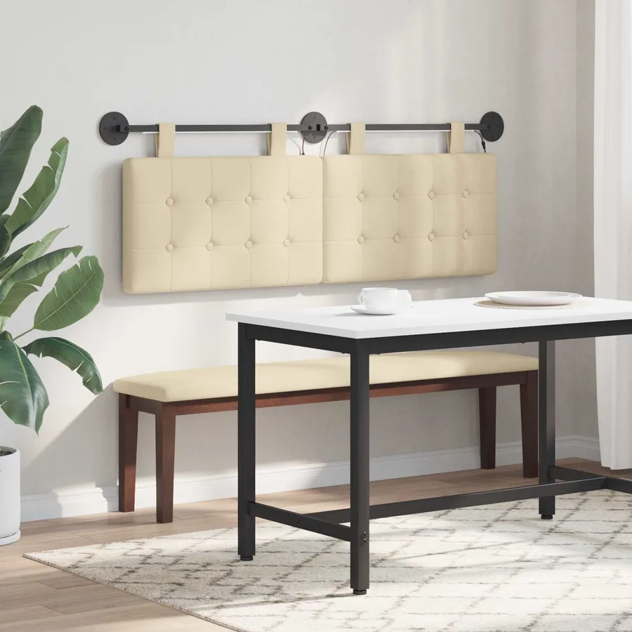 Tête de lit suspendue Avec lumière LED Crème Tissu - 4