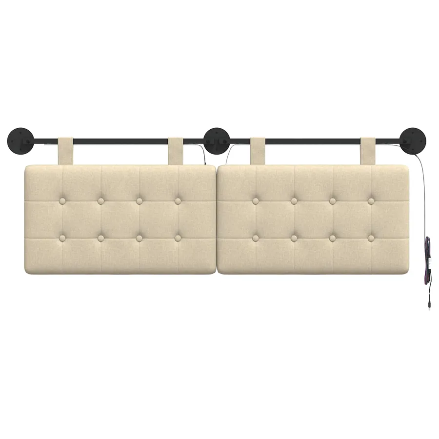 Tête de lit suspendue Avec lumière LED Crème Tissu - 6