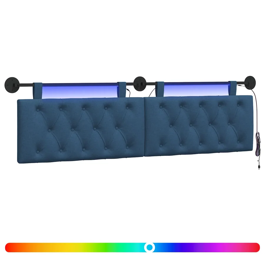Tête de lit suspendue Avec lumière LED Bleu Tissu - 2