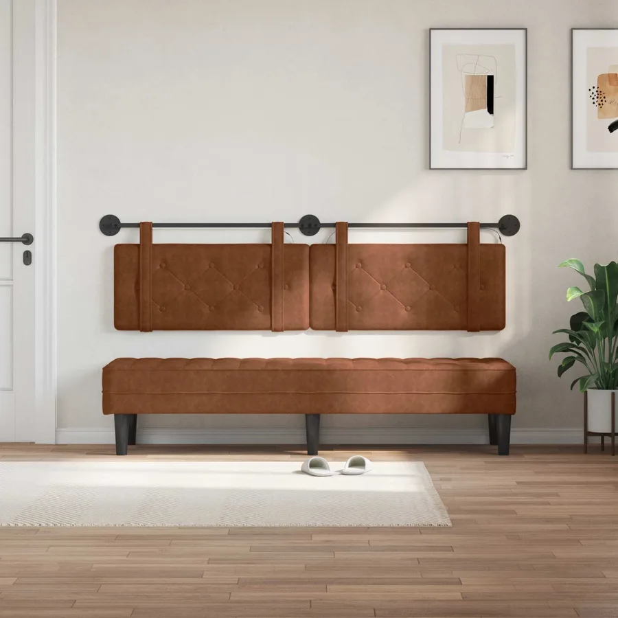 Tête de lit suspendue Avec lumière LED Marron PU antique - 3