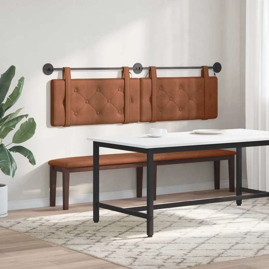 Tête de lit suspendue Avec lumière LED Marron PU antique - 4
