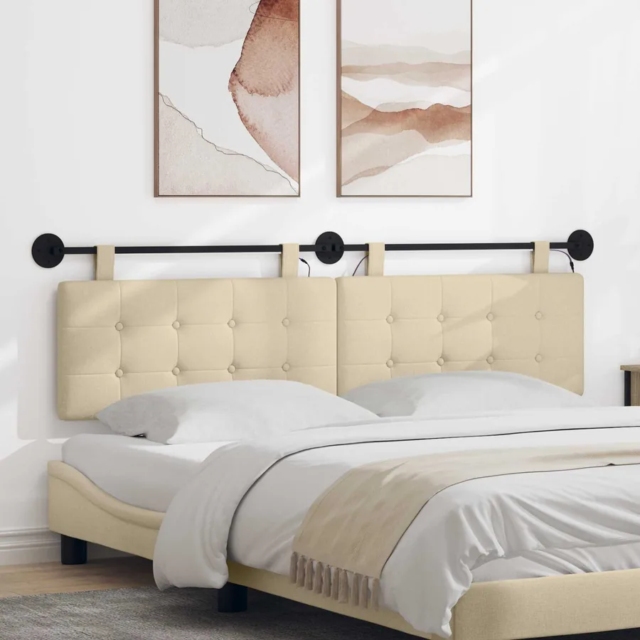 Tête de lit suspendue Avec lumière LED Crème Tissu