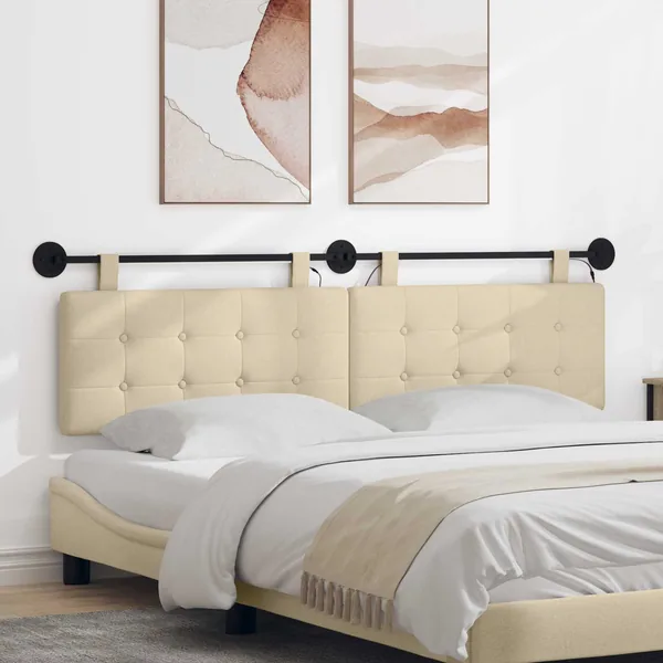 Tête de lit suspendue Avec lumière LED Crème Tissu