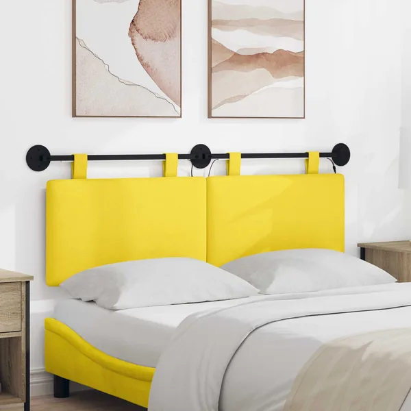 Tête de lit suspendue Jaune clair Tissu en velours côtelé