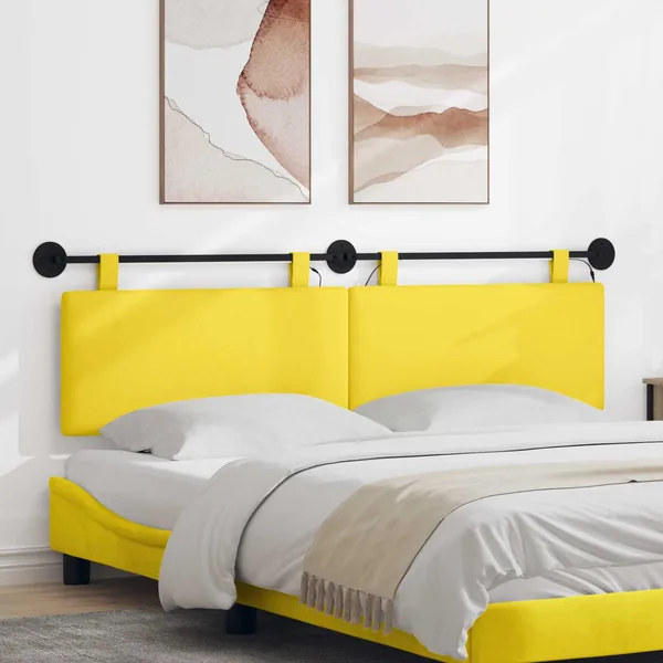 Tête de lit suspendue Jaune clair Tissu en velours côtelé