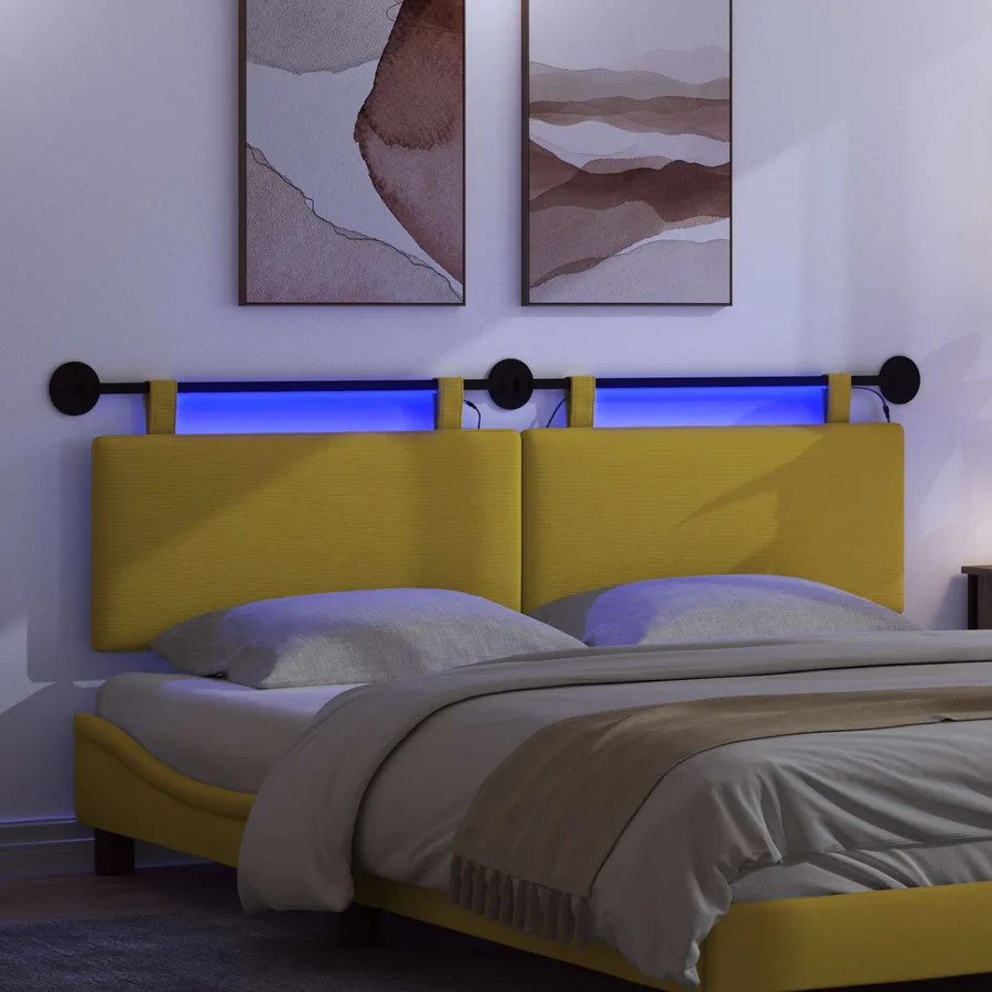 Tête de lit suspendue Jaune clair Tissu en velours côtelé - 5
