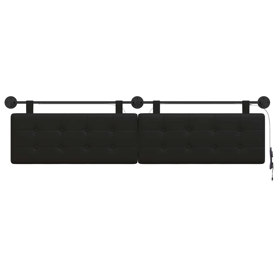 Tête de lit suspendue Avec lumière LED Noir Simili cuir - 6