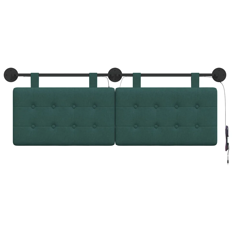 Tête de lit suspendue Avec lumière LED Vert foncé Tissu - 6