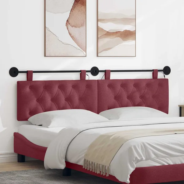 Tête de lit suspendue Avec lumière LED Bordeaux Tissu