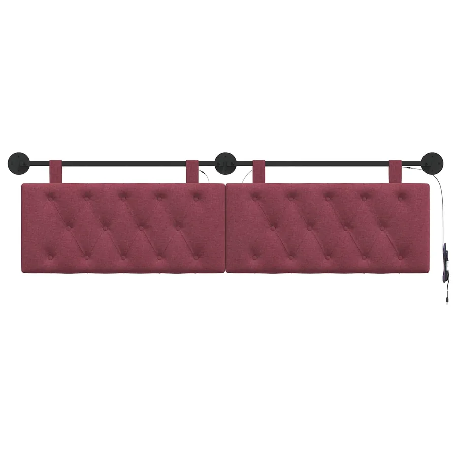 Tête de lit suspendue Avec lumière LED Bordeaux Tissu - 6
