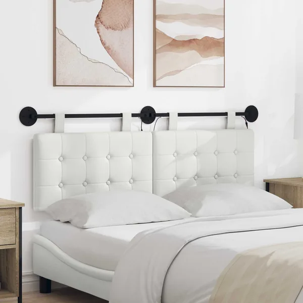 Tête de lit suspendue Avec lumière LED Blanc Simili cuir