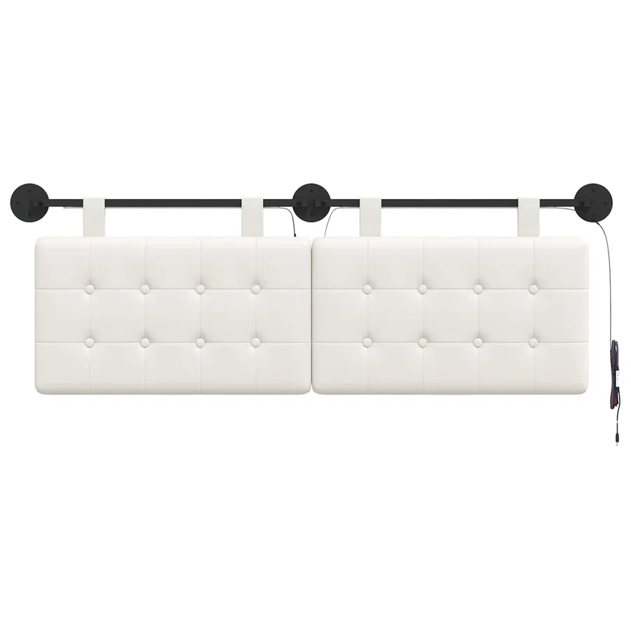 Tête de lit suspendue Avec lumière LED Blanc Simili cuir - 6