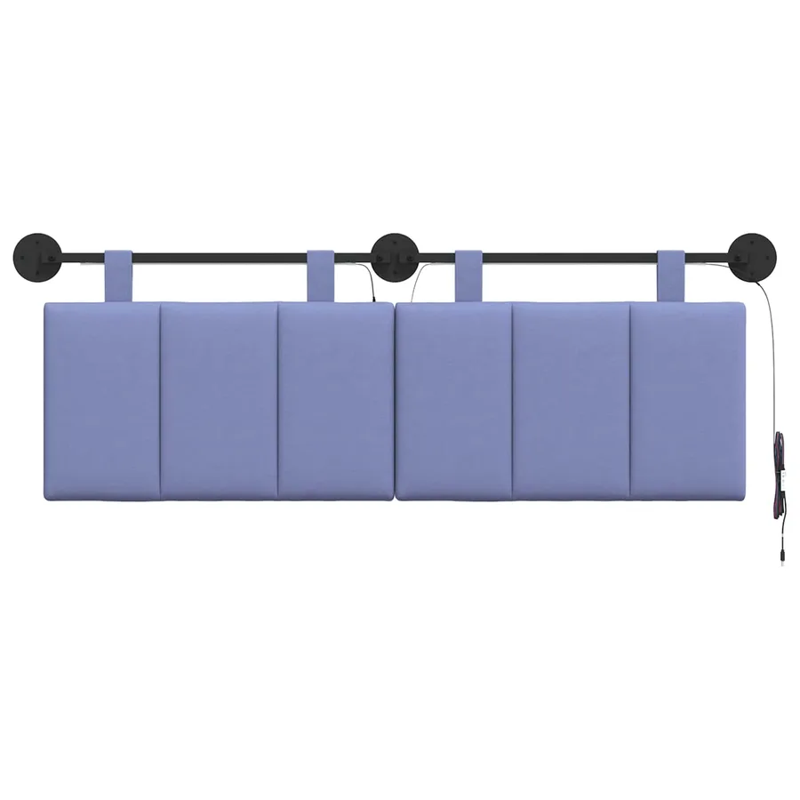 Tête de lit suspendue Avec lumière LED Bleu denim Tissu - 6