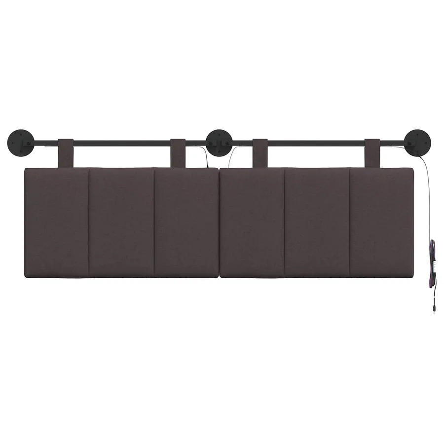 Tête de lit suspendue Avec lumière LED Marron foncé Tissu - 6