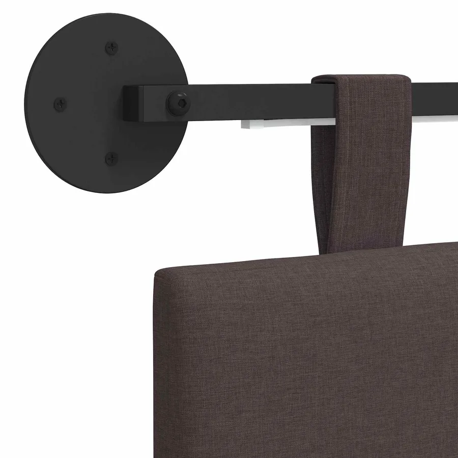 Tête de lit suspendue Avec lumière LED Marron foncé Tissu - 8