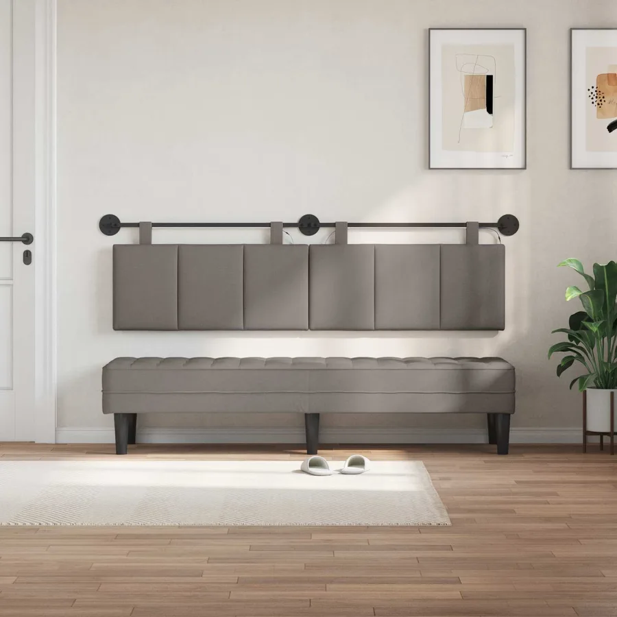 Tête de lit suspendue Avec lumière LED Taupe Tissu - 3