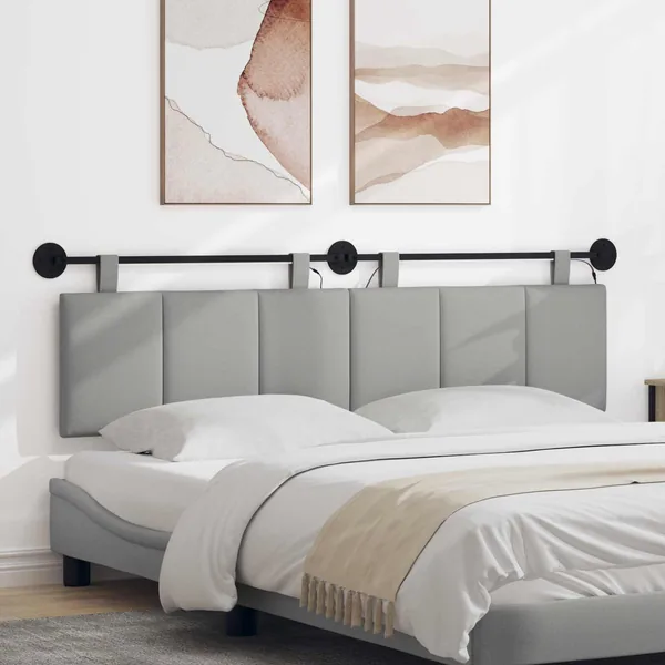 Tête de lit suspendue Avec lumière LED Gris nuage Tissu