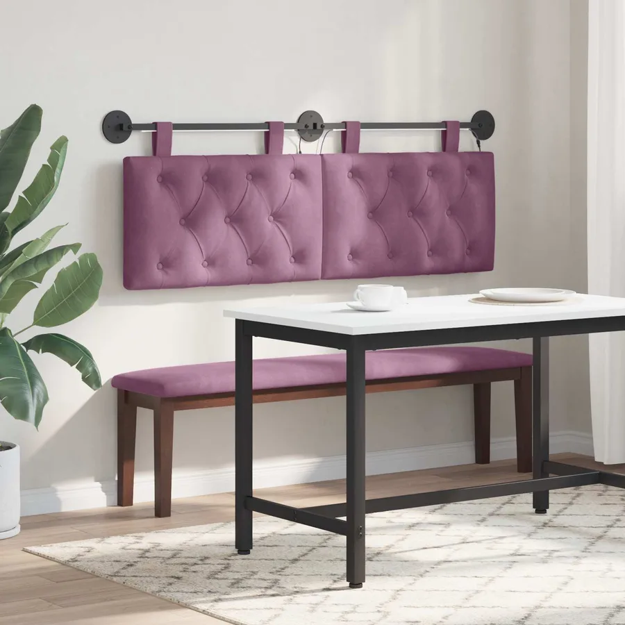 Tête de lit suspendue Avec lumière LED Pourpre Velours - 4