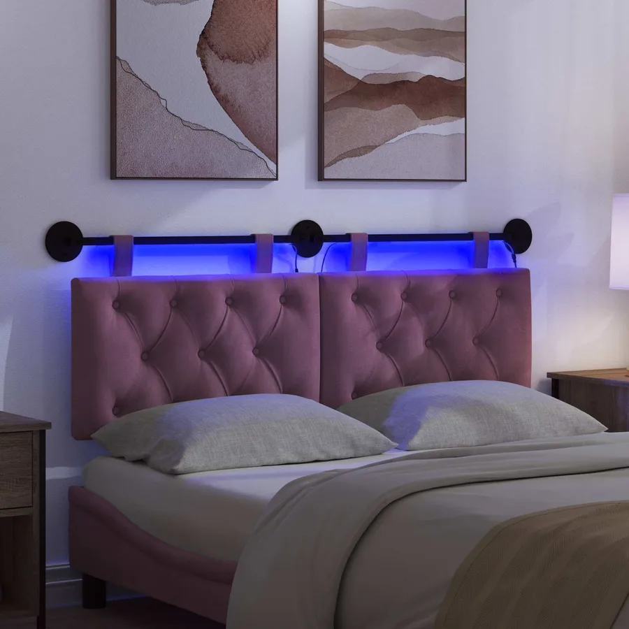 Tête de lit suspendue Avec lumière LED Pourpre Velours - 5