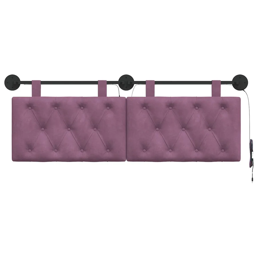 Tête de lit suspendue Avec lumière LED Pourpre Velours - 6