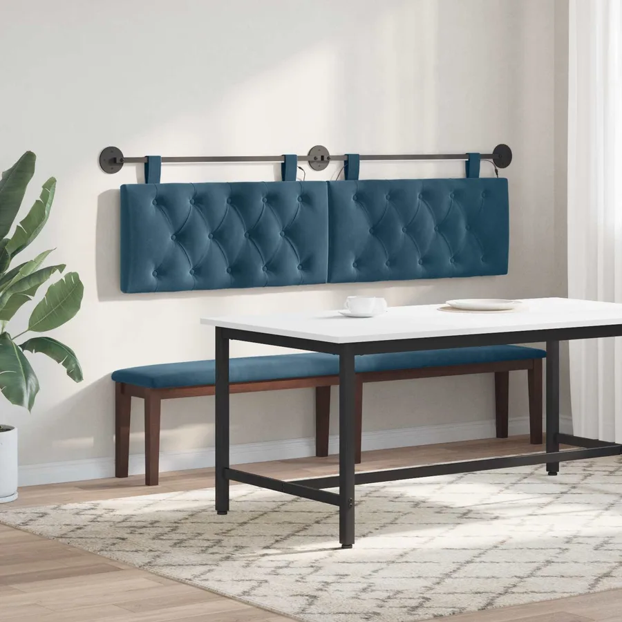 Tête de lit suspendue Avec lumière LED Bleu Velours - 4