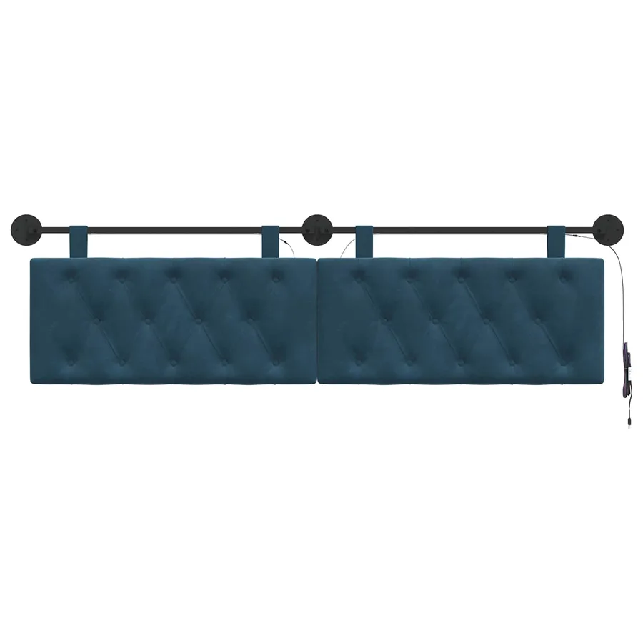 Tête de lit suspendue Avec lumière LED Bleu Velours - 6