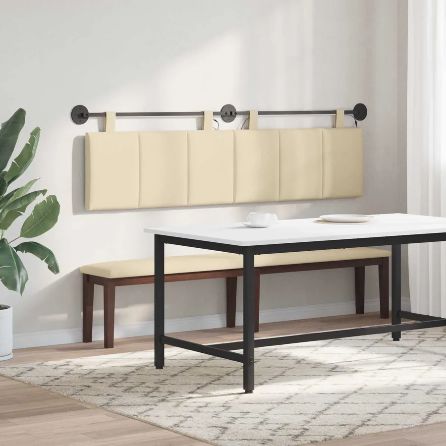 Tête de lit suspendue Avec lumière LED Crème Tissu - 4
