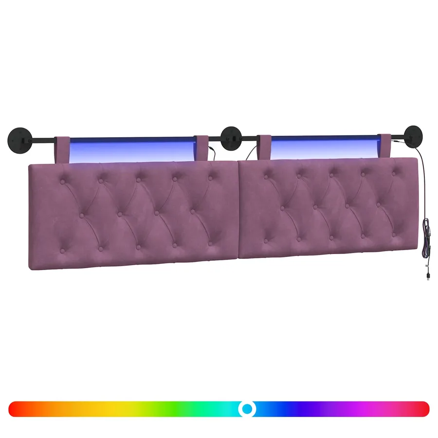 Tête de lit suspendue Avec lumière LED Pourpre Velours - 2