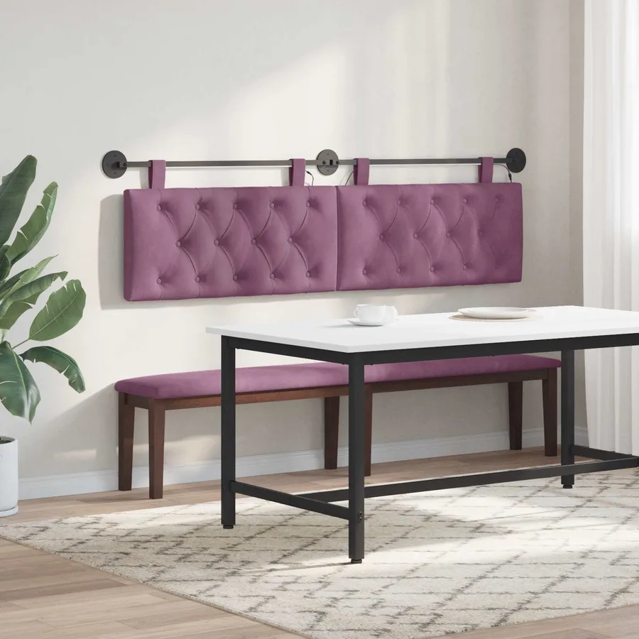 Tête de lit suspendue Avec lumière LED Pourpre Velours - 4