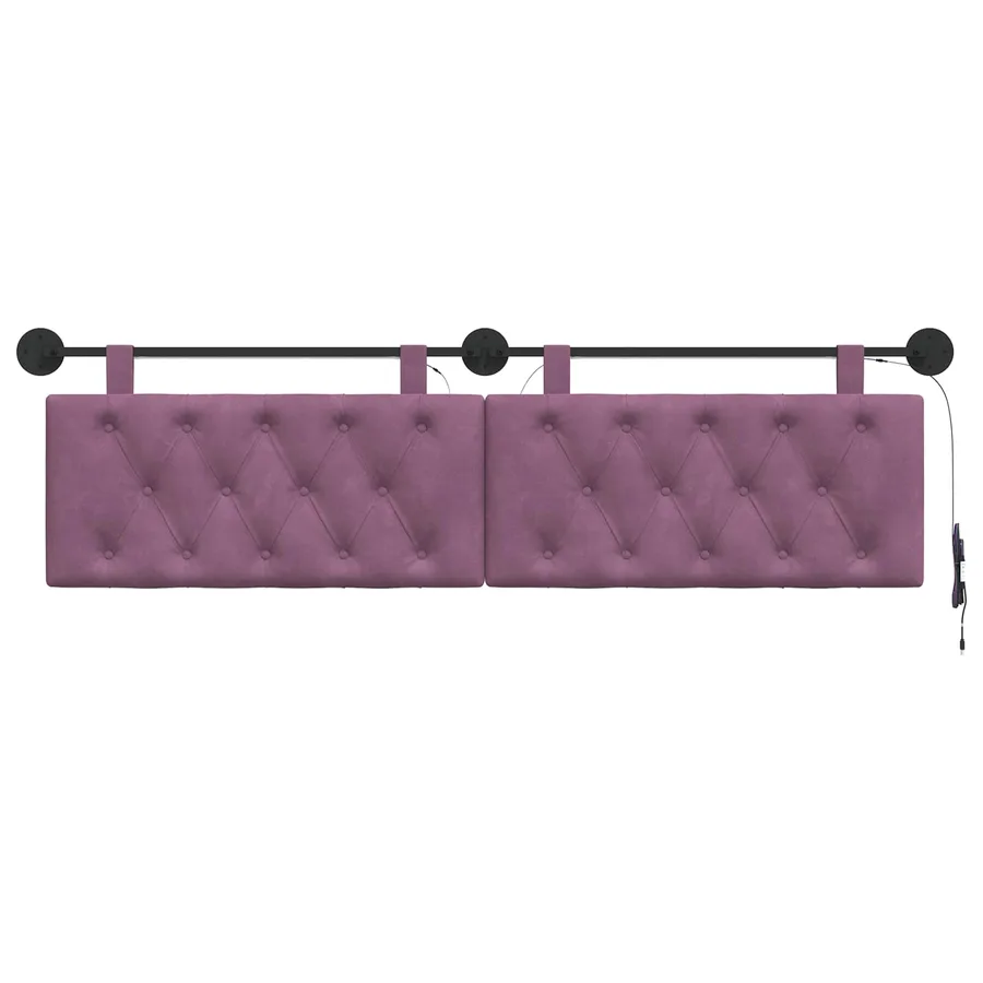 Tête de lit suspendue Avec lumière LED Pourpre Velours - 6