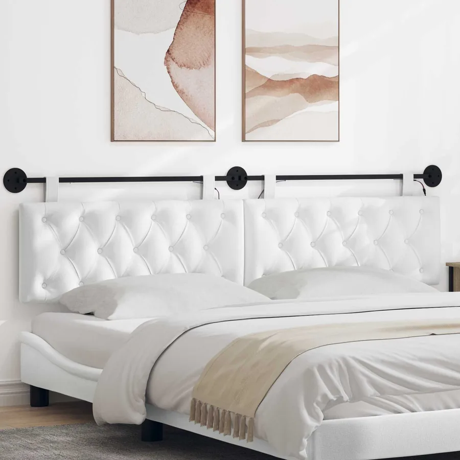 Tête de lit suspendue Avec lumière LED Blanc Tissu