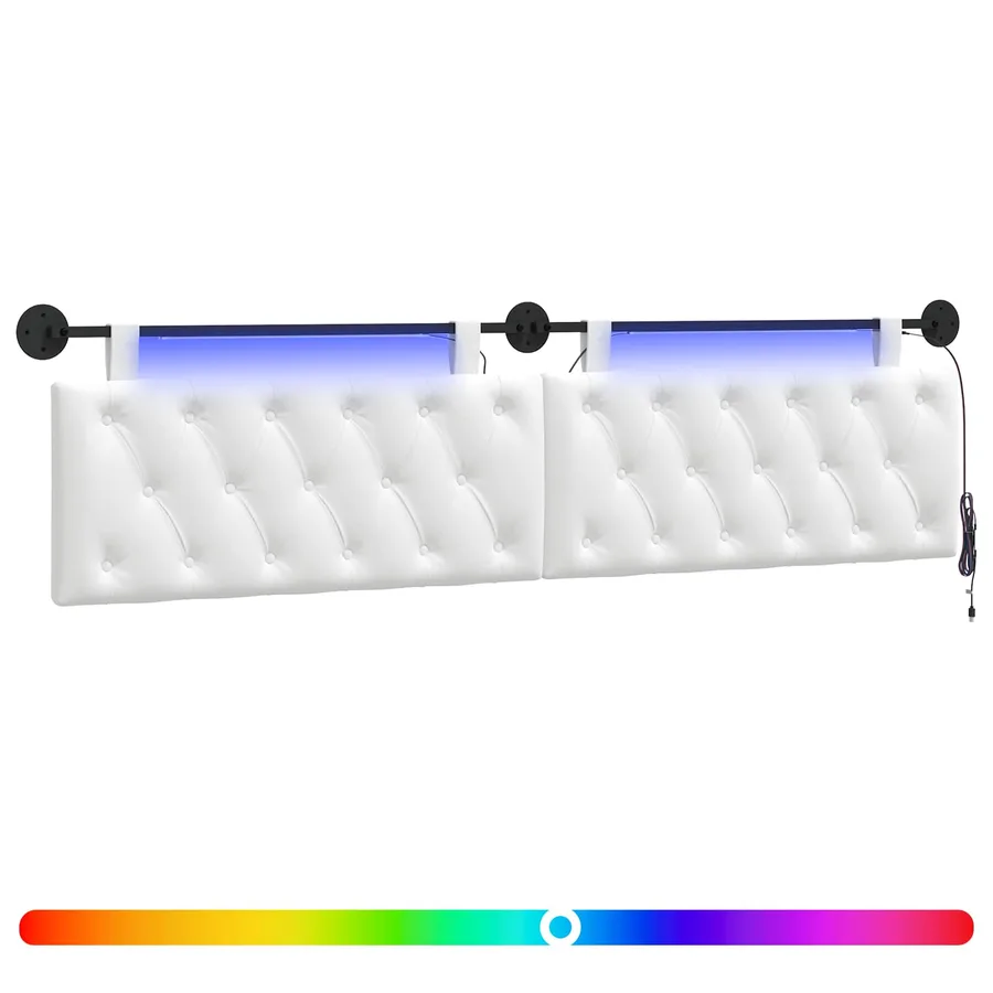 Tête de lit suspendue Avec lumière LED Blanc Tissu - 2