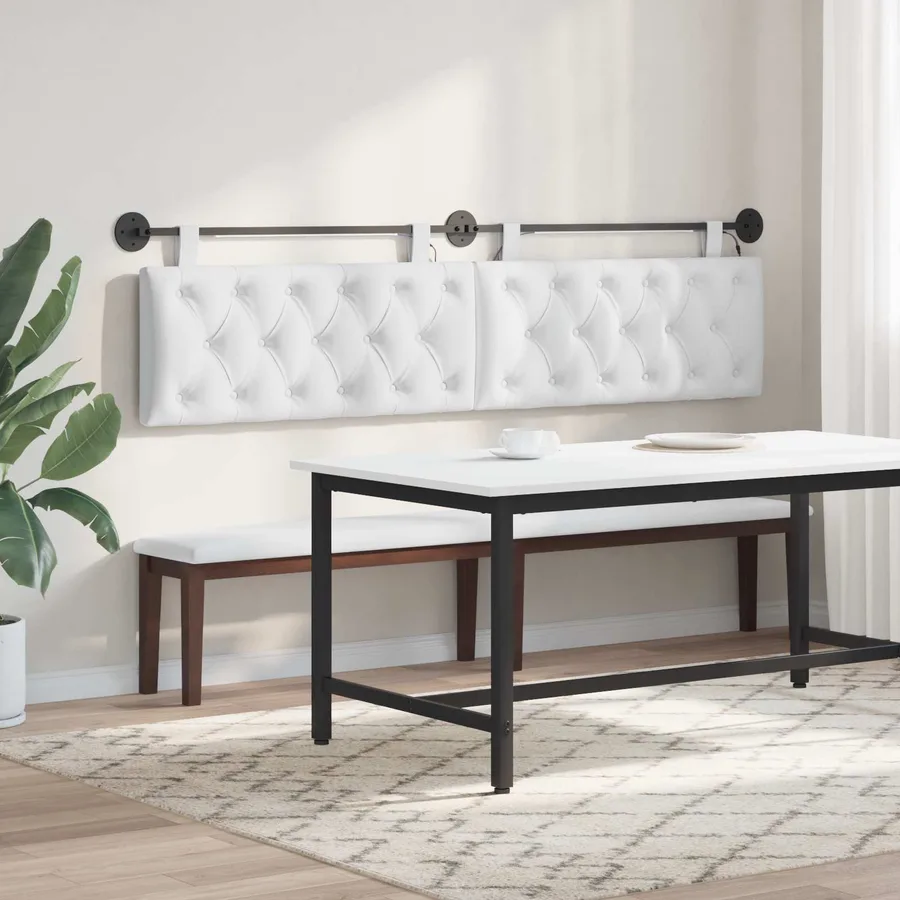 Tête de lit suspendue Avec lumière LED Blanc Tissu - 4