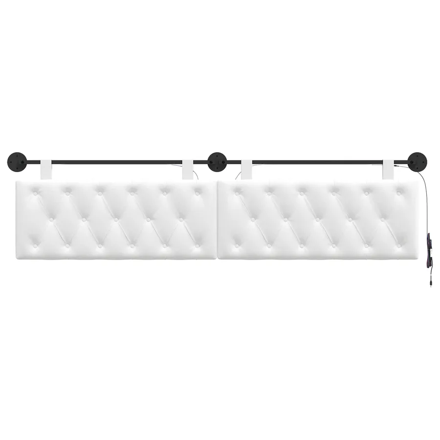Tête de lit suspendue Avec lumière LED Blanc Tissu - 6