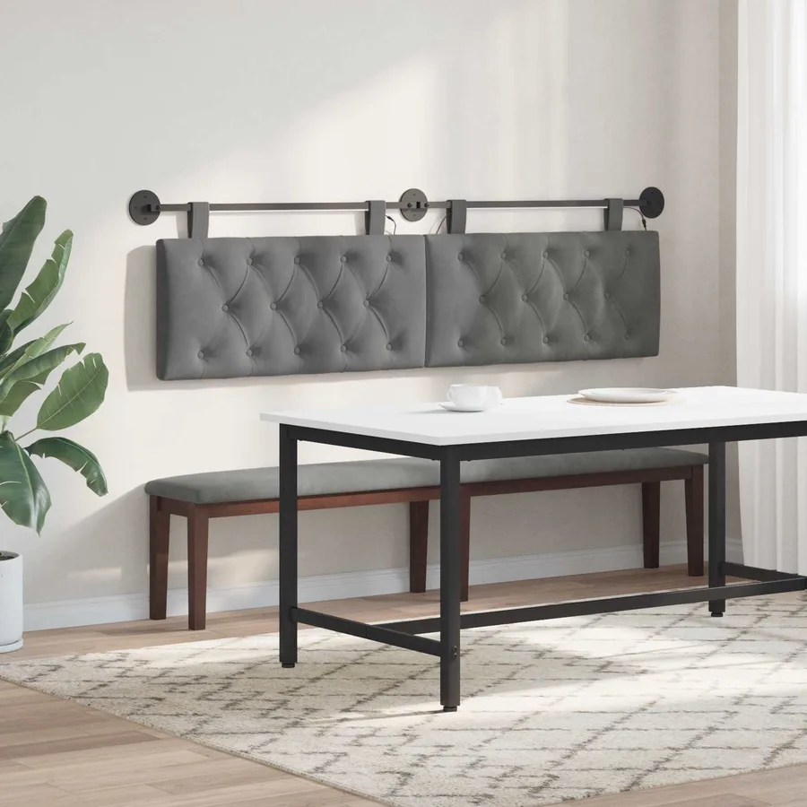Tête de lit suspendue Avec lumière LED Gris foncé Velours - 4