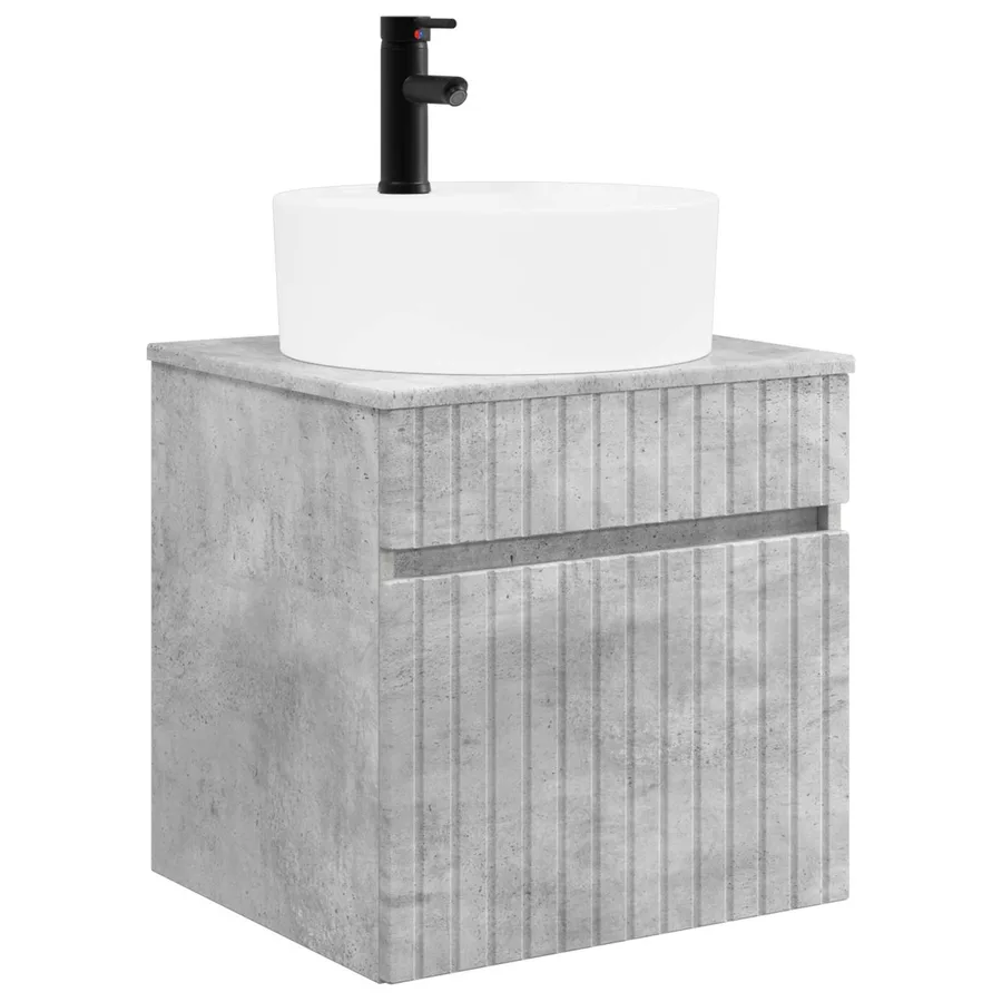 Meuble de lavabo mural Gris béton 49 x 44,5 x 65 cm - 2