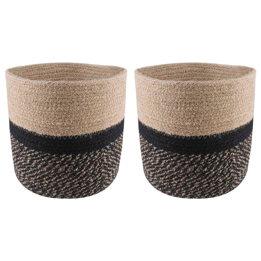 Ensemble de Pots à Plantes 2 pcs Naturel et noir Ø 21 x 21 cm - 2
