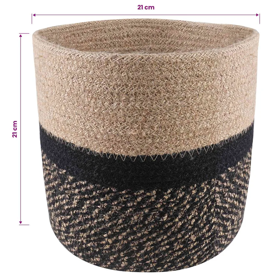 Ensemble de Pots à Plantes 2 pcs Naturel et noir Ø 21 x 21 cm - 5