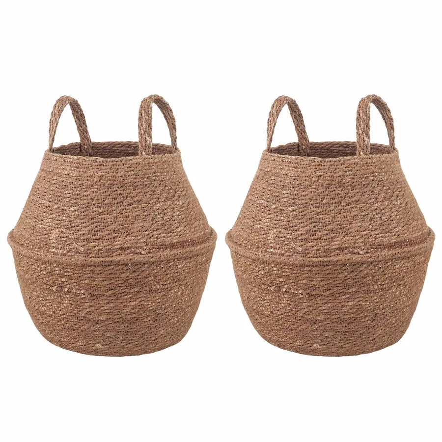 Pot de plante avec poignées 2 pcs Naturel Ø 22 x 20 cm