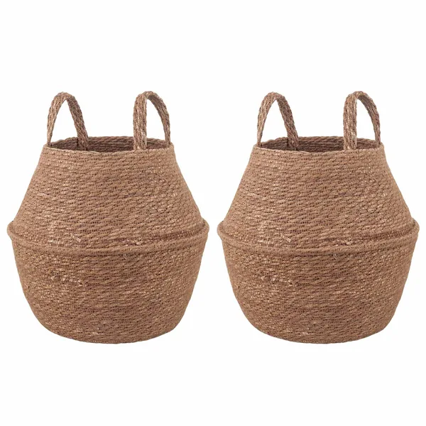 Pot de plante avec poignées 2 pcs Naturel Ø 22 x 20 cm