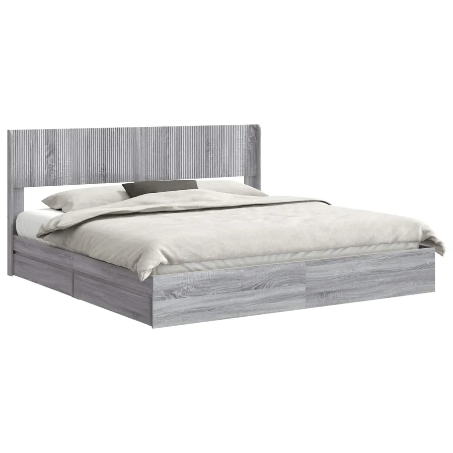 Cadre de lit avec rangement et tête de lit 2 pc - 2
