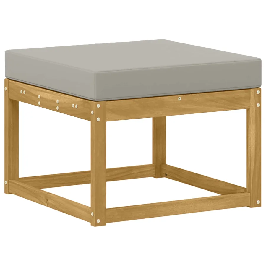 Hocker d'extérieur Bois d'Acacia Massif Blanc - 2