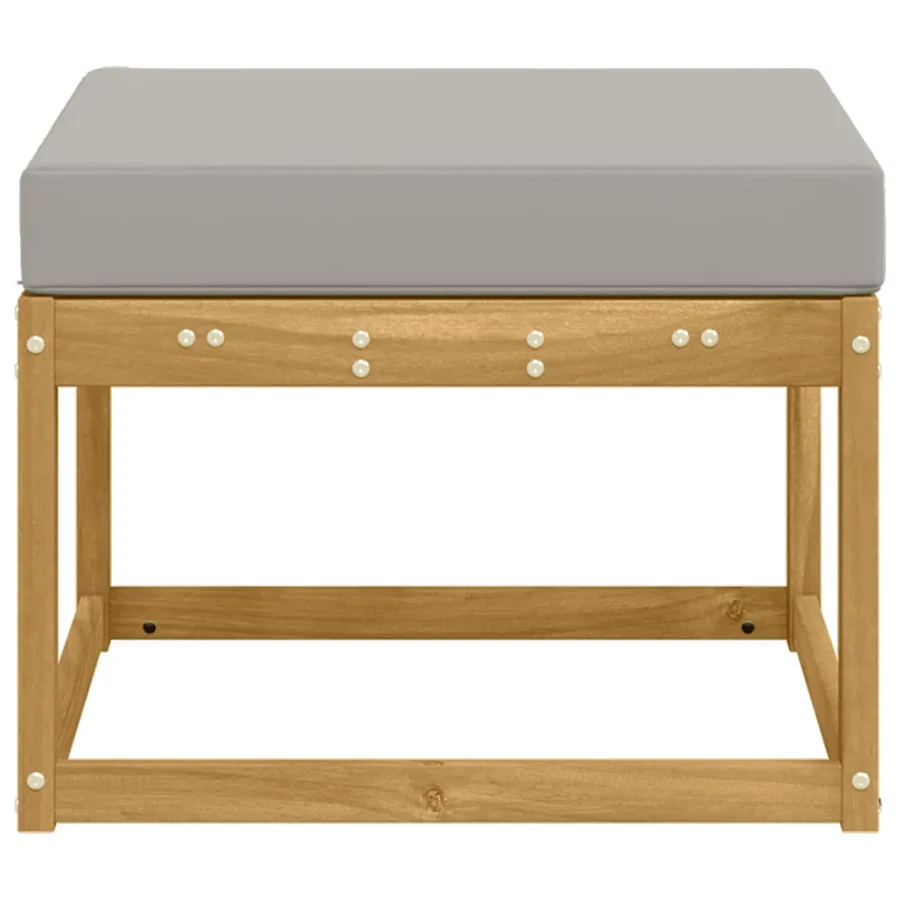 Hocker d'extérieur Bois d'Acacia Massif Blanc - 4