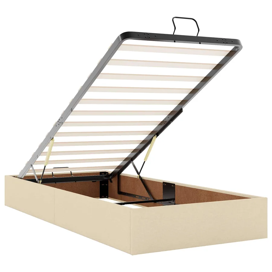Lit ottoman avec matelas Crème 100 x 200 cm Tissu - 4