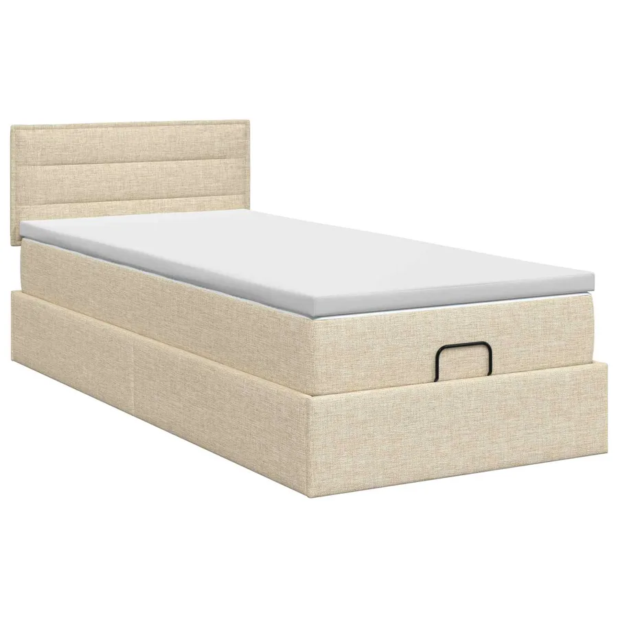 Lit ottoman avec matelas Crème 100 x 200 cm Tissu - 7