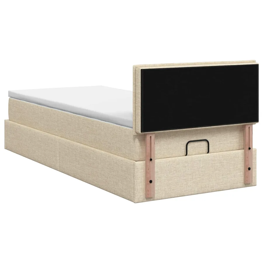 Lit ottoman avec matelas Crème 100 x 200 cm Tissu - 8