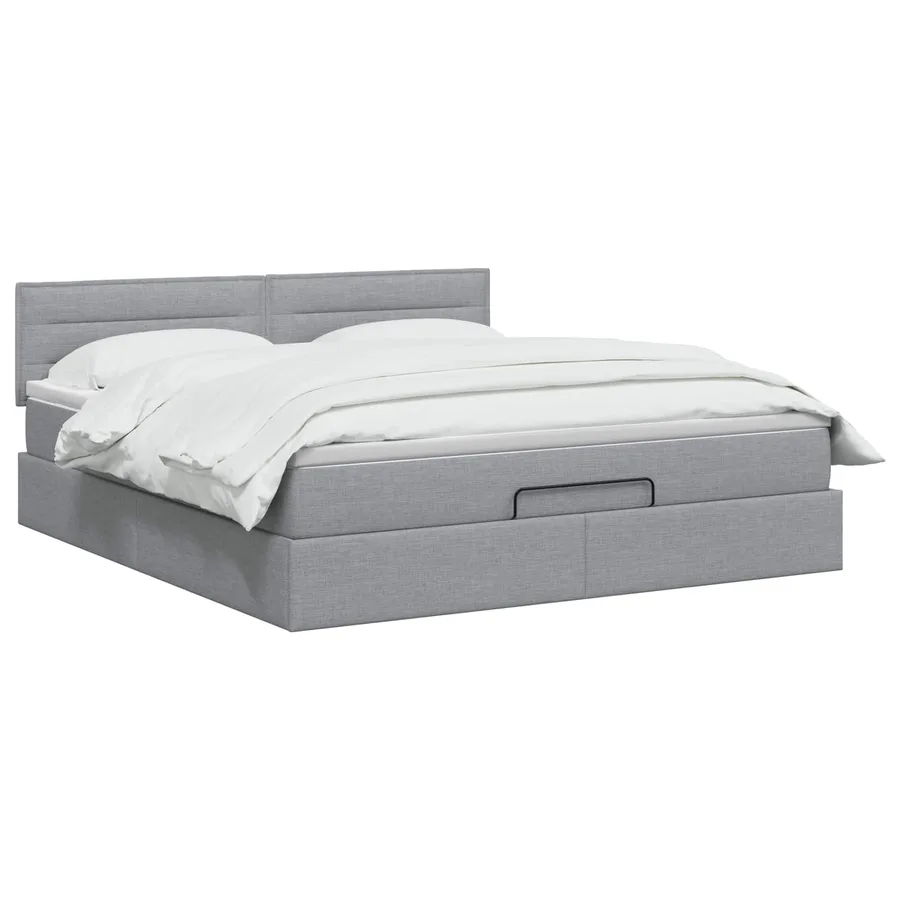 Lit ottoman avec matelas Gris clair 140 x 200 cm Tissu - 2