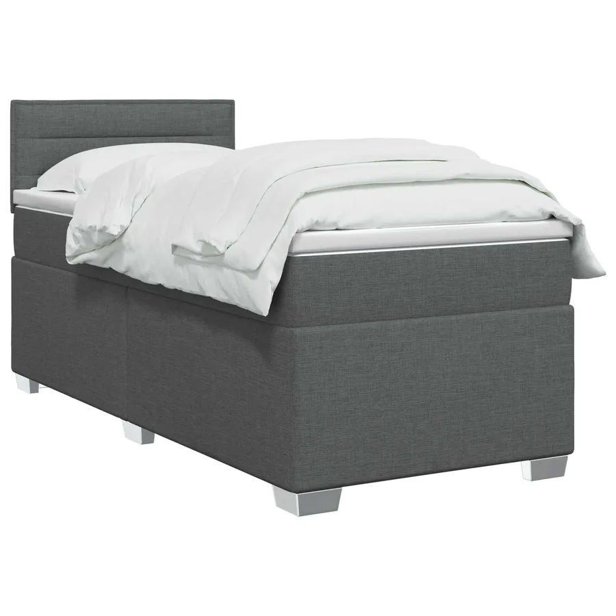 Lit boxspring avec matelas Gris foncé 90 x 190 cm Tissu - 2