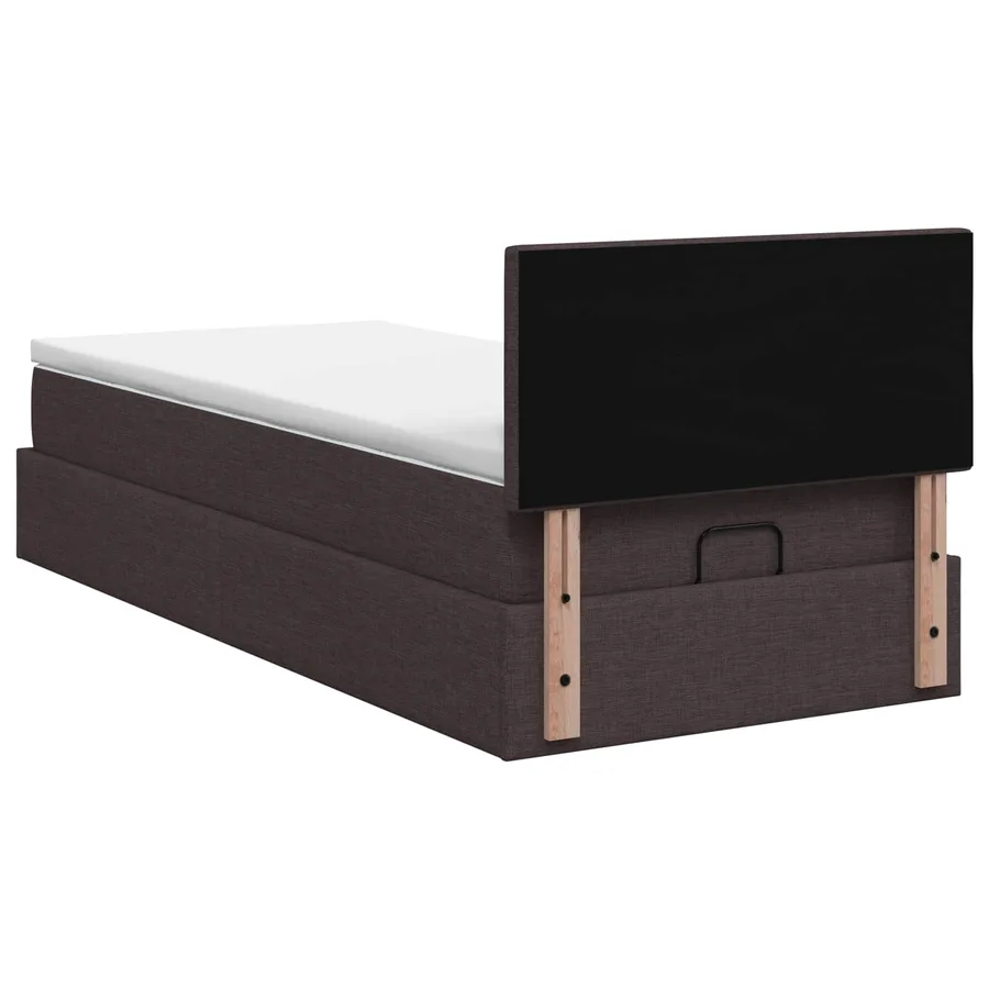 Lit ottoman avec matelas Marron foncé 90 x 200 cm Tissu - 8