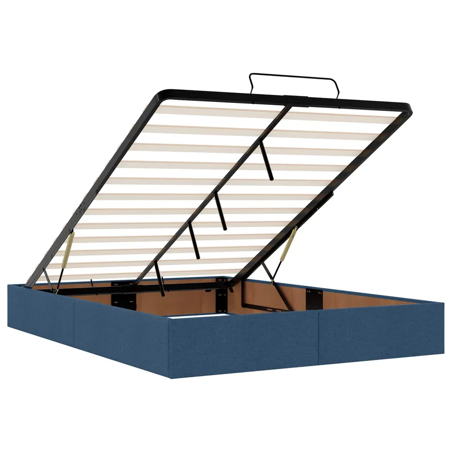 Lit ottoman avec matelas Bleu 140 x 200 cm Tissu - 4